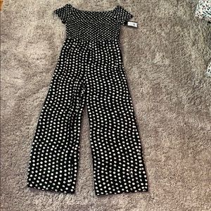 Art class polka dot pant romper with cap sleeves
